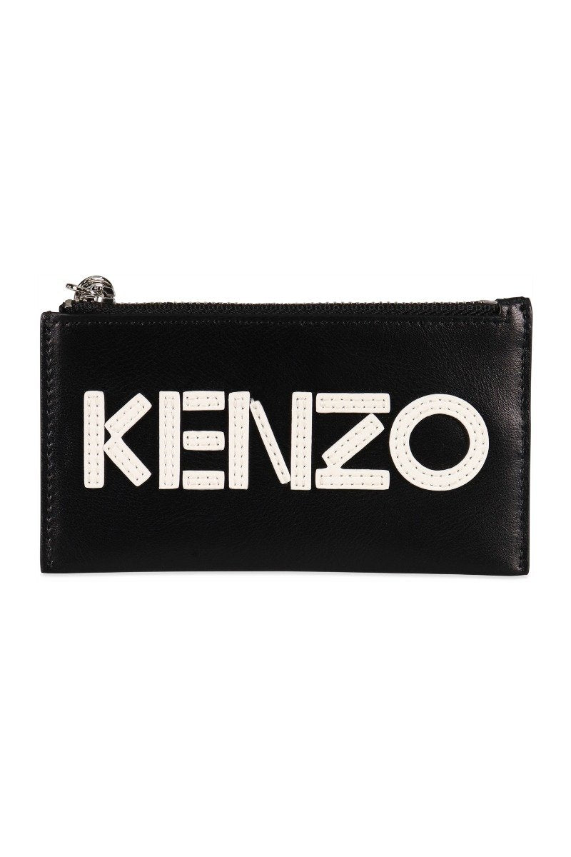 Kenzo Logo Card Holder Cute and Portable Leather Classic Big Wording