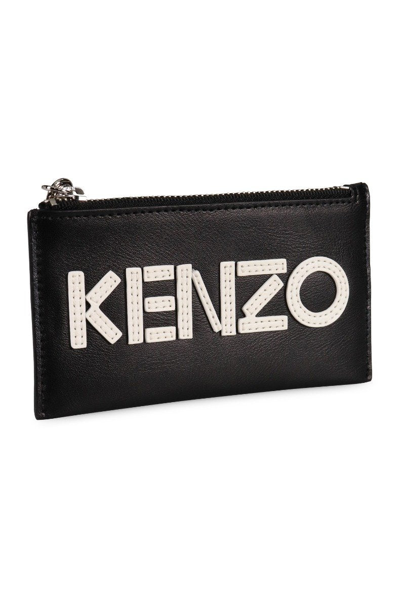 Kenzo Logo Card Holder Cute and Portable Leather Classic Big Wording
