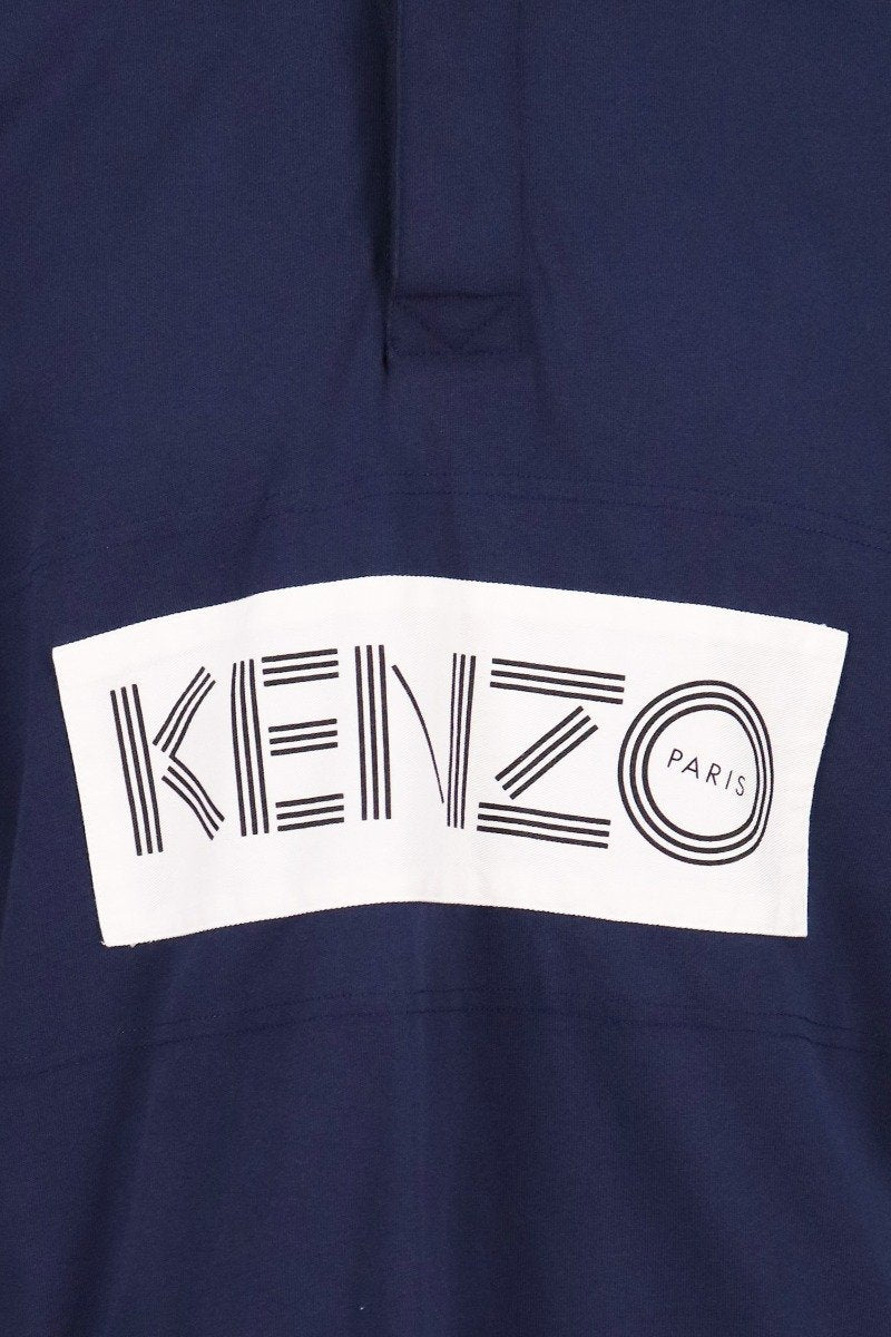Kenzo Logo Colourblock Polo Long Sleeve Cotton Big Wording Casual