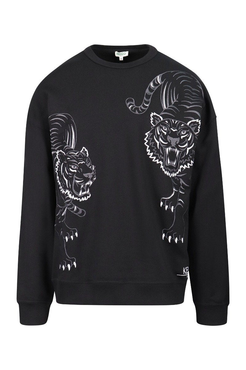 Double Tiger Sweatshirt Crew Neck Embroidery Long Sleeves Unisex Men Women