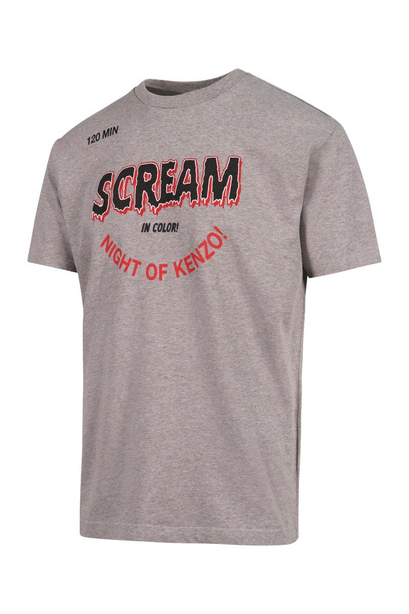 Scream T-Shirt Men Fashion Kenzo Paris Cotton Short-Sleeve Top Casual