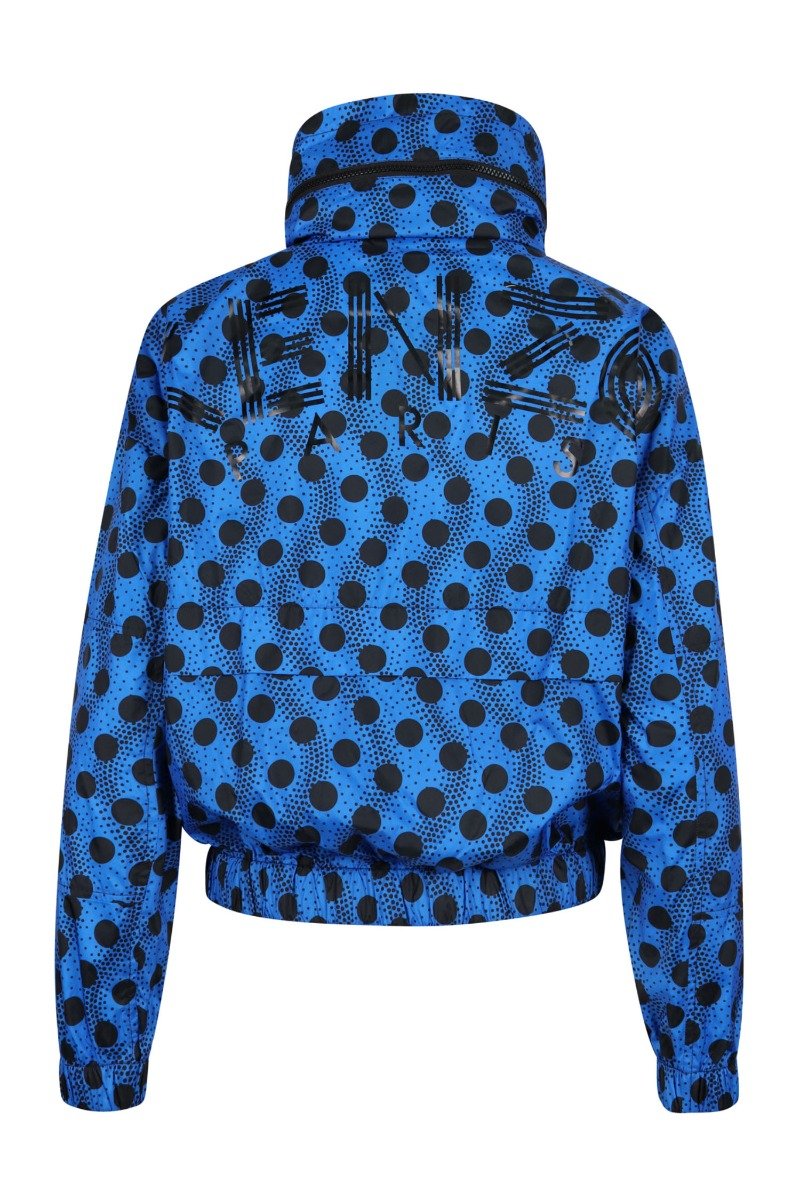 Wavy Dots Jacket Kenzo Paris Polyester Raised Collar Hood Zip Trendy Hipster