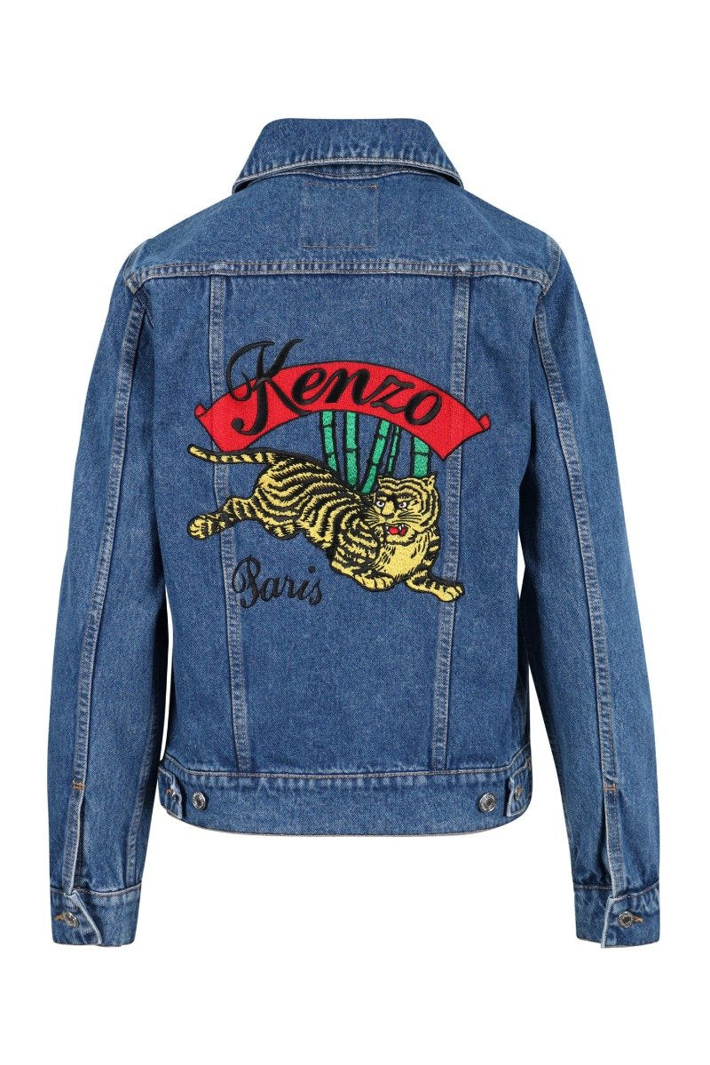 Jumping Tiger Jacket Kenzo Embroidered Denim Button