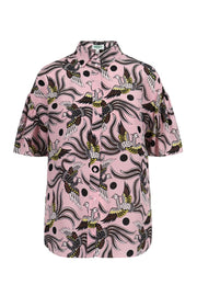 Phoenix Shirt Women Fashion Kenzo Paris Silk Short Sleeve Casual Stylish Top