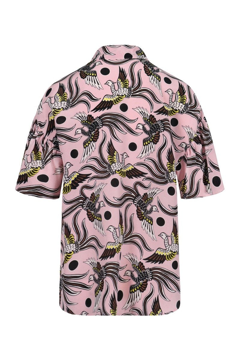 Phoenix Shirt Women Fashion Kenzo Paris Silk Short Sleeve Casual Stylish Top