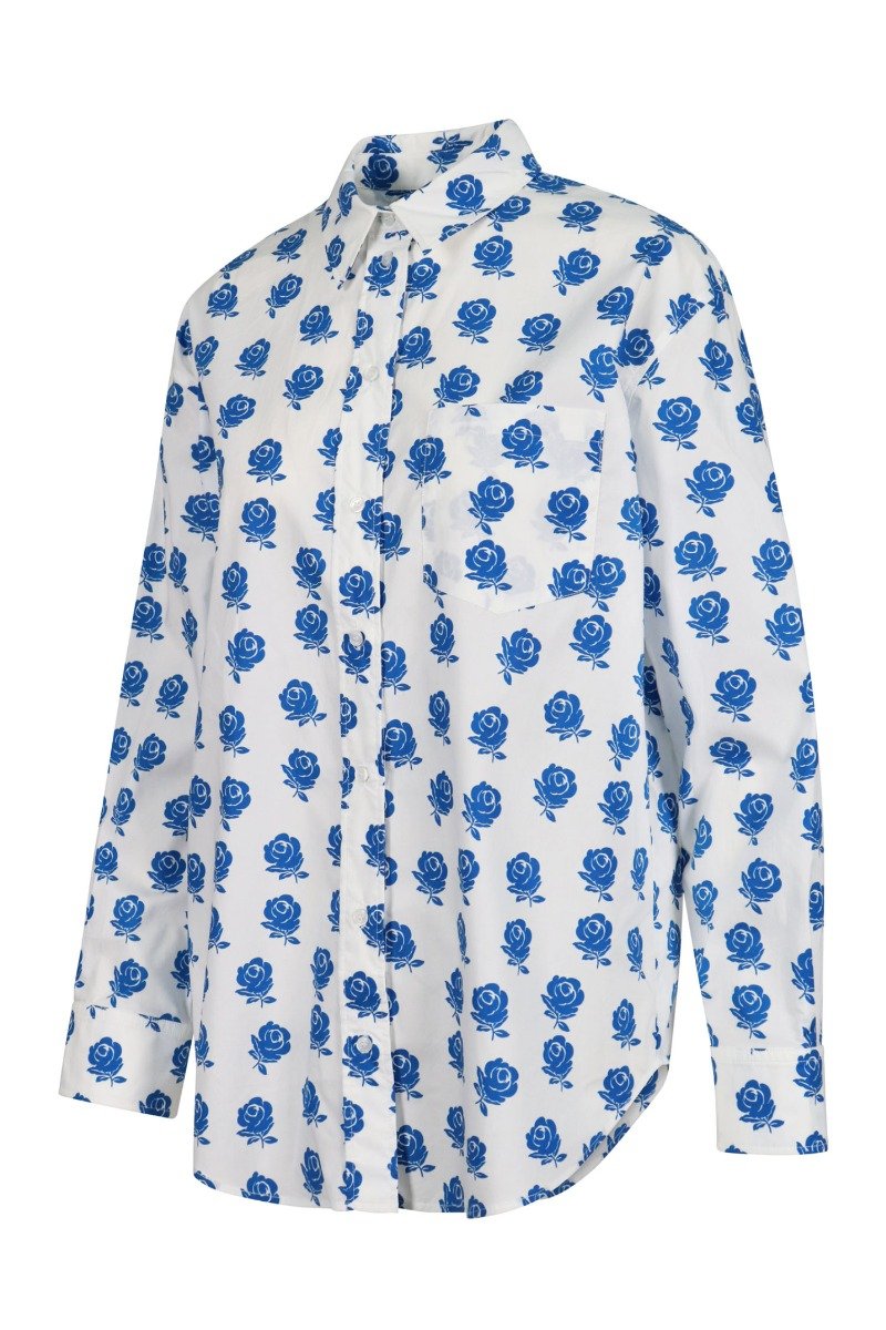 Roses Shirt Men Fashion Kenzo Paris Long-Sleeve Cotton Semi-Formal Top Design