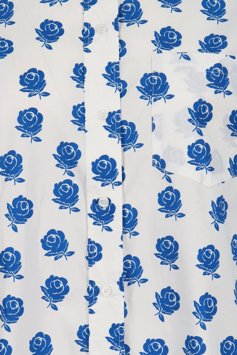 Roses Shirt Men Fashion Kenzo Paris Long-Sleeve Cotton Semi-Formal Top Design