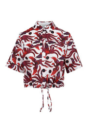 Flying Phoenix Cropped Shirt Kenzo Paris Collar Shirt Fashion Casual 
