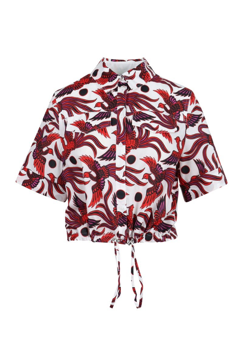 Flying Phoenix Cropped Shirt Kenzo Paris Collar Shirt Fashion Casual 