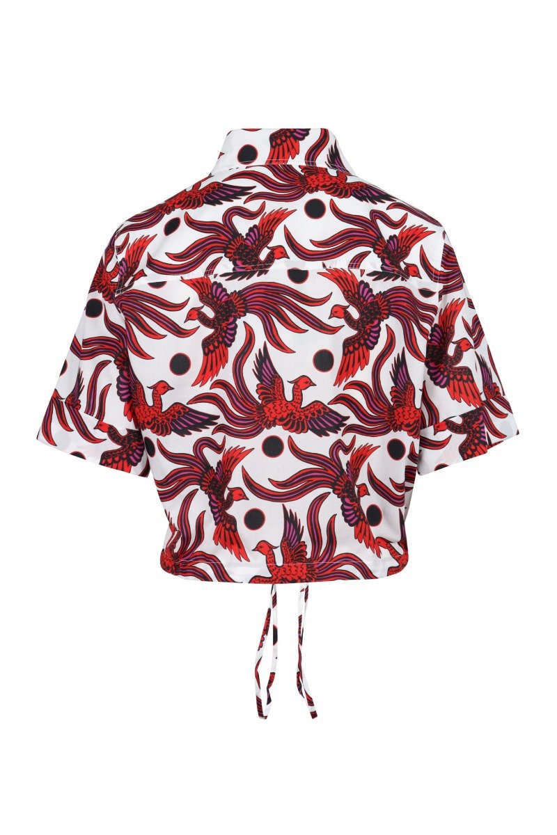 Flying Phoenix Cropped Shirt Kenzo Paris Collar Shirt Fashion Casual 