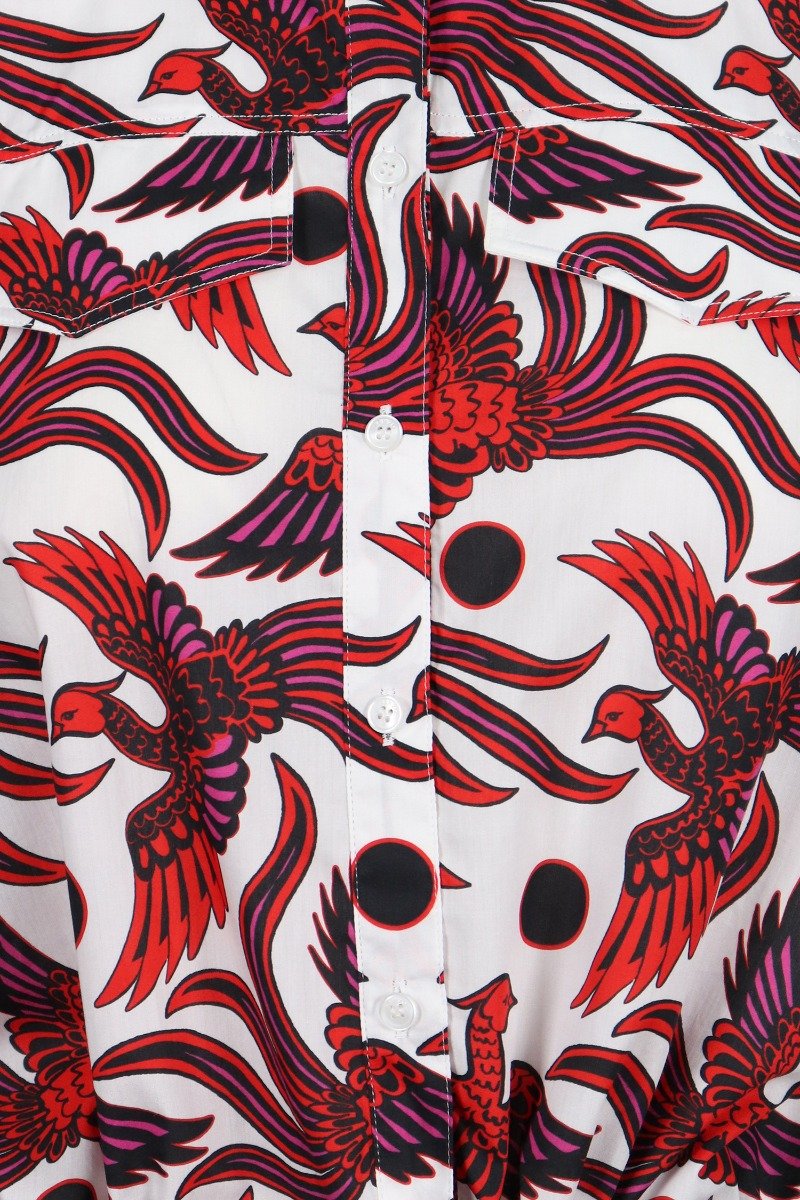 Flying Phoenix Cropped Shirt Kenzo Paris Collar Shirt Fashion Casual 