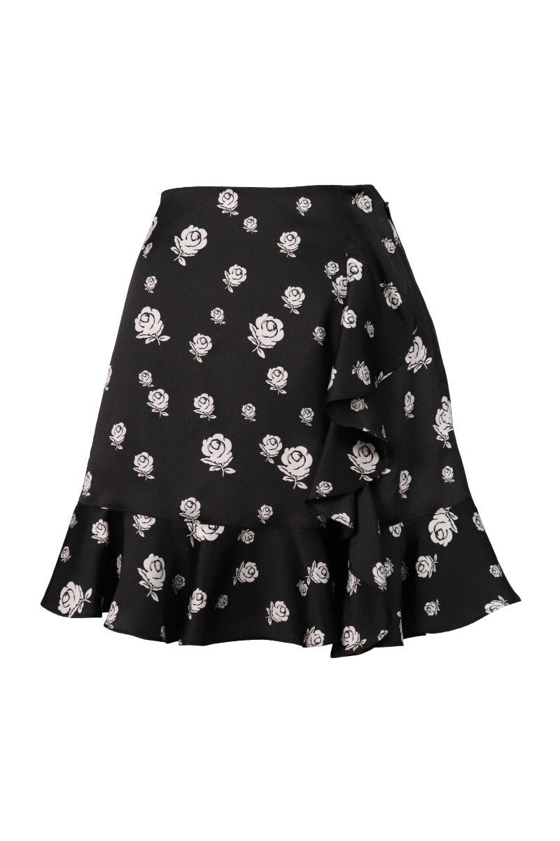 Roses Ruffled Skirt Kenzo Paris Women Fashion Polyester Pattern Design