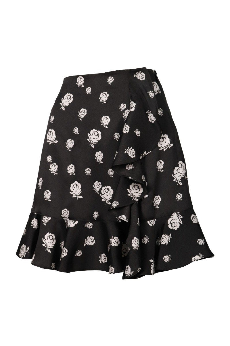 Roses Ruffled Skirt Kenzo Paris Women Fashion Polyester Pattern Design