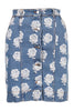 White Roses Denim Skirt Kenzo Paris Cotton Button Cotton Blend Designed Women Casual Fashion
