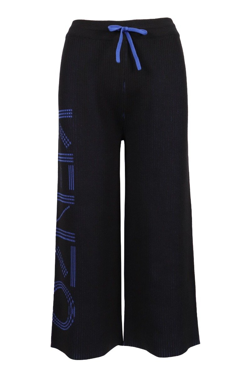 Kenzo Logo Trousers Women Fashion Cotton-Blend Long Pants Casual Loose Sporty