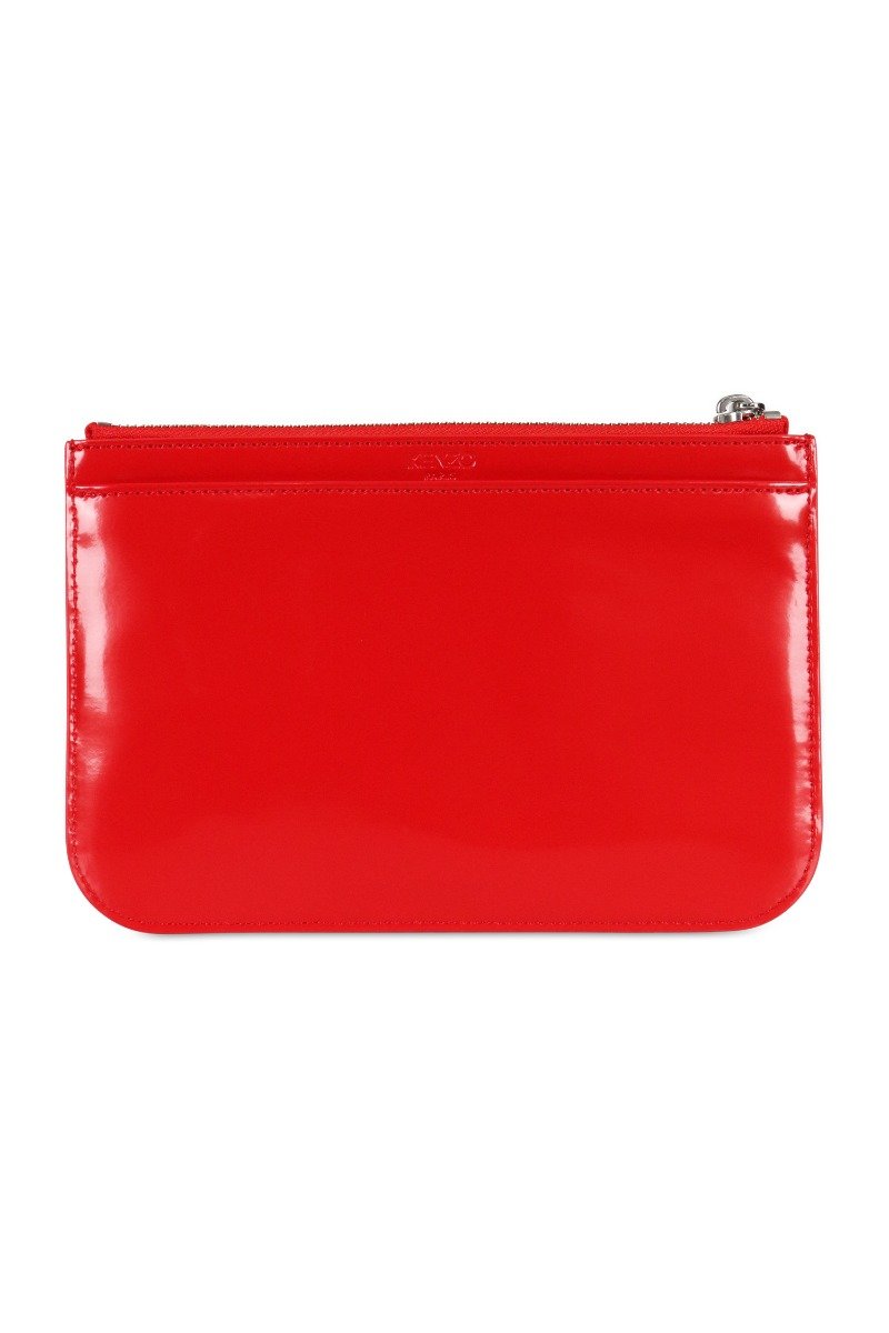 A5 Tiger Clutch Embossed Red Designer Kenzo Paris Fashion