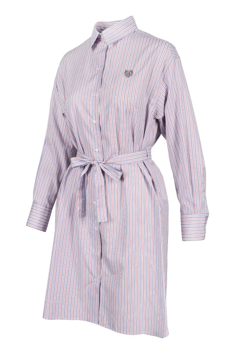 Tiger Shirt Dress Women Fashion Kenzo Paris Cotton Stripes Long Sleeves