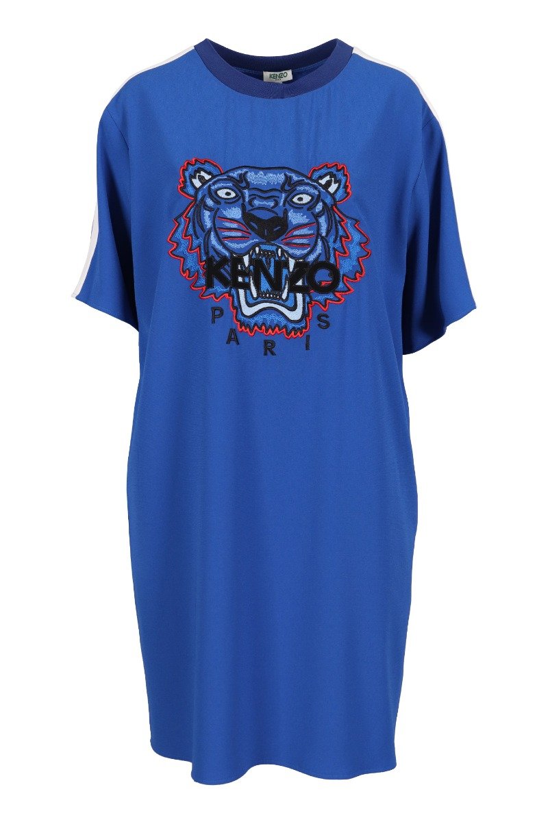 Tiger Crepe Dress Women Fashion Kenzo Paris Triacetate Blend Casual Onepiece