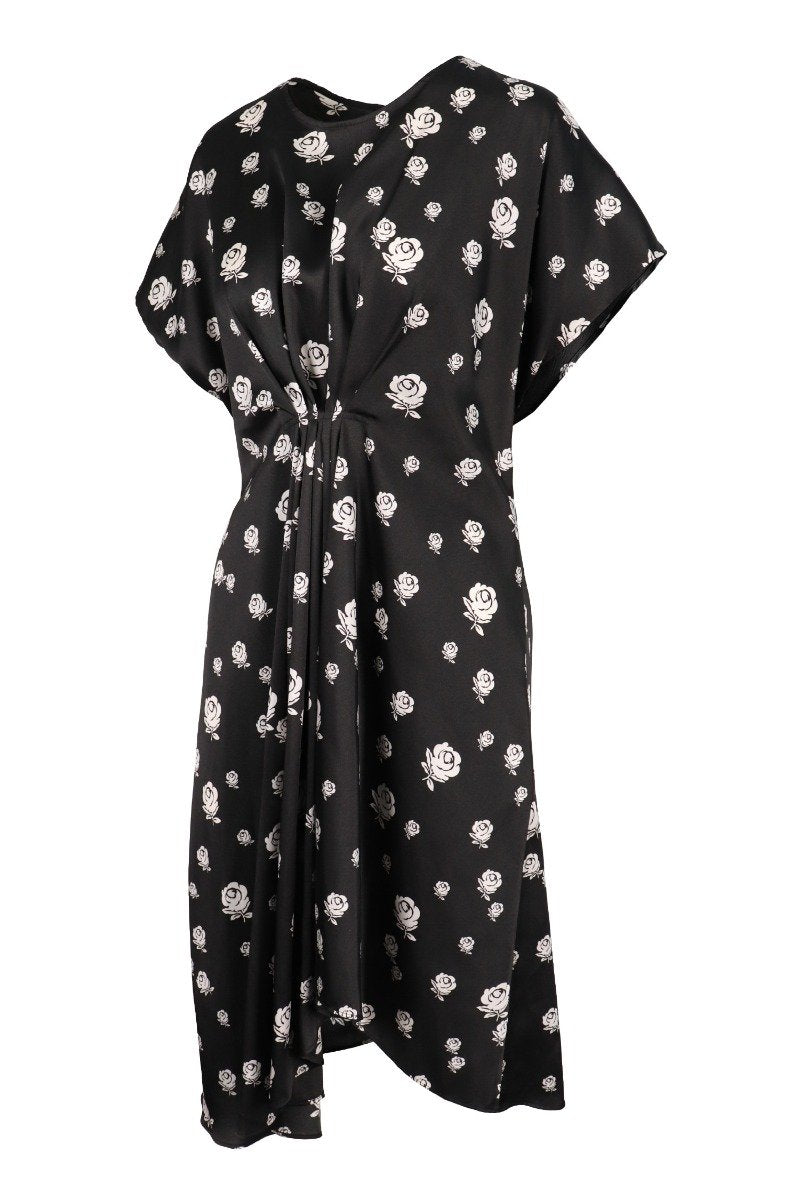 Roses Dress Women Fashion Kenzo Paris Polyester Ruffle Sleeveless Onepiece