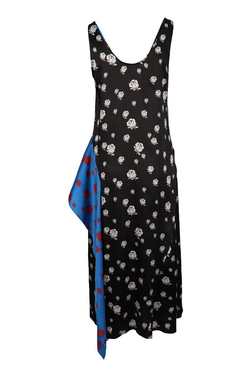 Roses Ruffled Dress Women Fashion Kenzo Paris Polyester Sleeveless Designed Stylish Summer