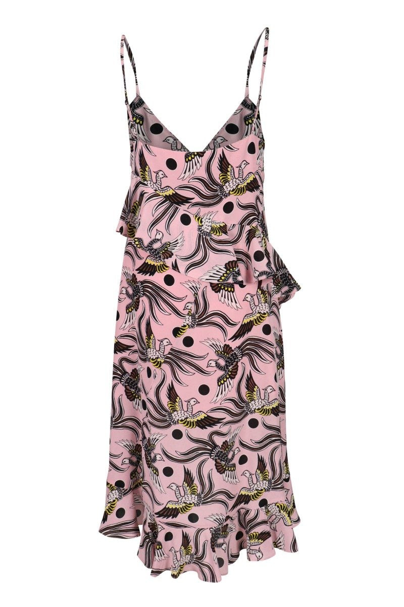 Flying Phoenix Dress Kenzo Paris Silk Women Dress Casual Party Elegant Floral Prints 