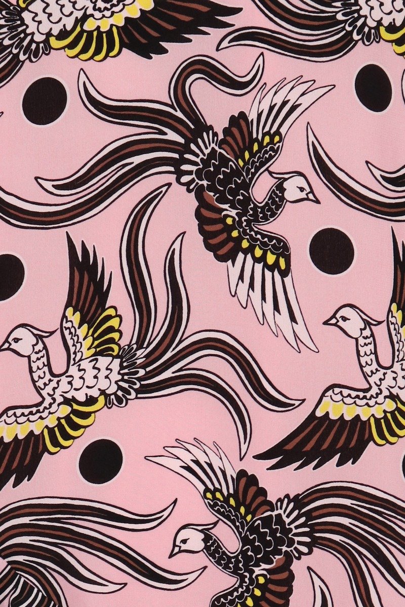 Flying Phoenix Dress Kenzo Paris Silk Women Dress Casual Party Elegant Floral Prints 