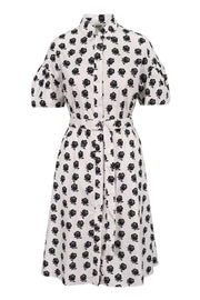 Roses Shirt Dress Women Fashion Kenzo Paris Cotton Pattern Onepiece Design