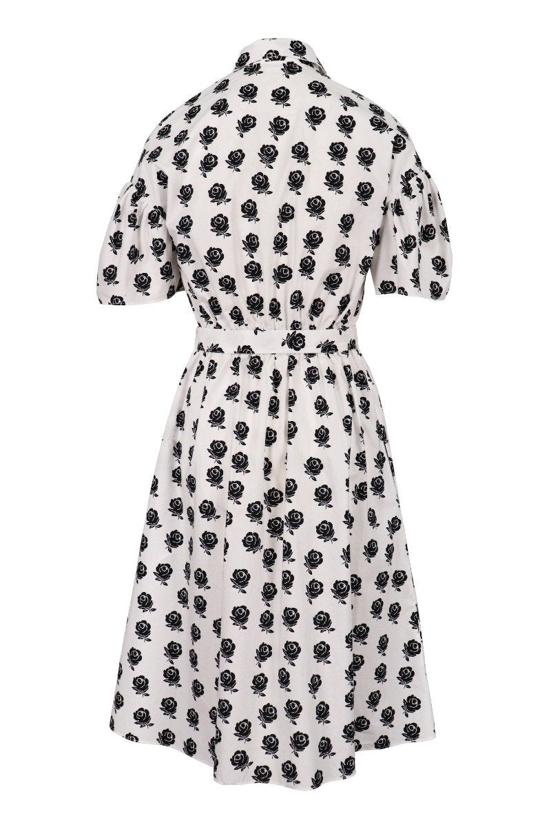 Roses Shirt Dress Women Fashion Kenzo Paris Cotton Pattern Onepiece Design