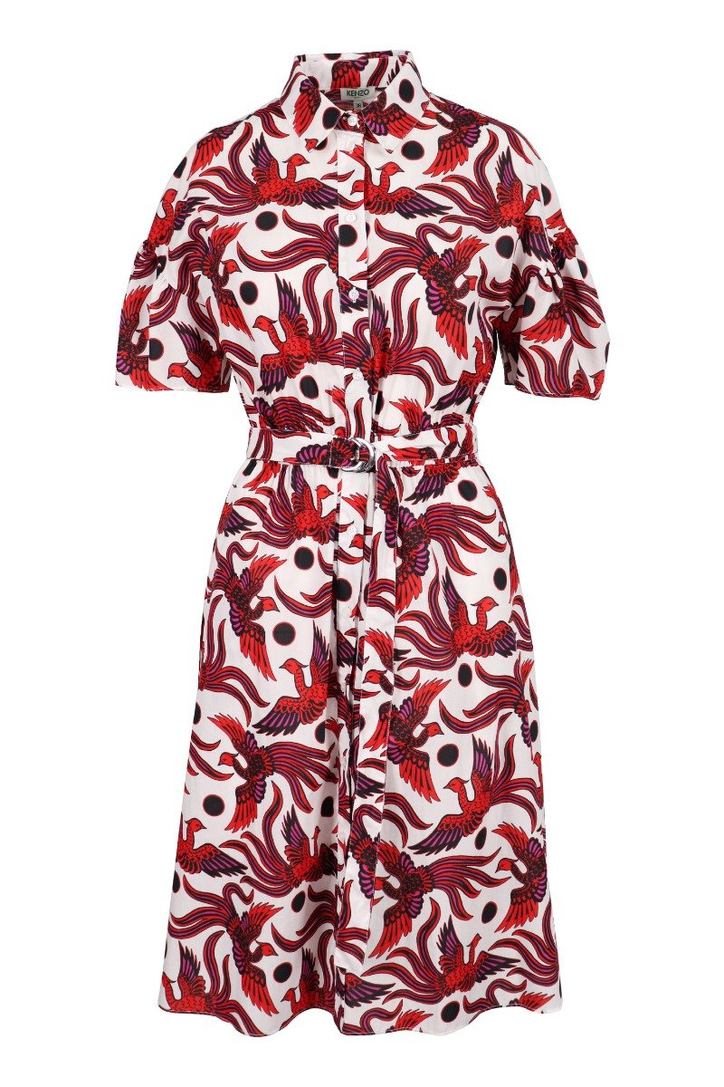 Flying Phoenix Shirt Dress Kenzo Paris Women Fashion Dress Designer Chic Elegant 