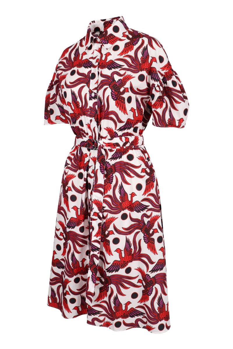 Flying Phoenix Shirt Dress Kenzo Paris Women Fashion Dress Designer Chic Elegant 