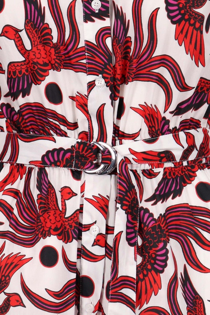 Flying Phoenix Shirt Dress Kenzo Paris Women Fashion Dress Designer Chic Elegant 