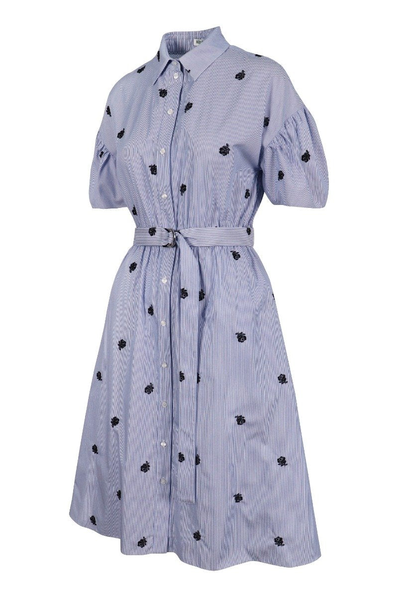 Roses Shirt Dress Women Fashion Kenzo Paris Cotton Pattern Onepiece Design