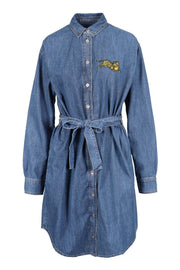 Jumping Tiger Denim Dress Kenzo Embroidered Long Sleeve