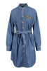 Jumping Tiger Denim Dress Kenzo Embroidered Long Sleeve