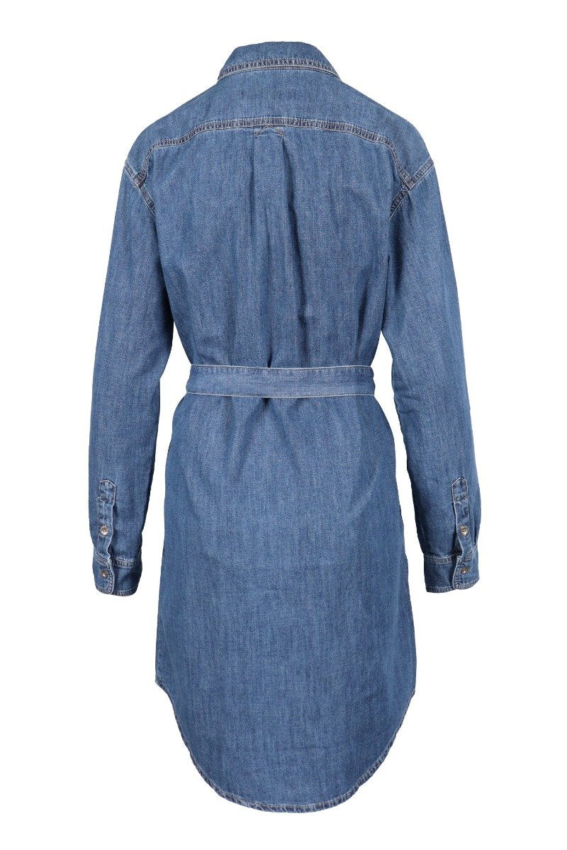 Jumping Tiger Denim Dress Kenzo Embroidered Long Sleeve