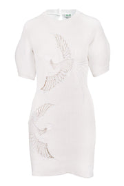 Phoenix Rib Knit Dress Women Fashion Kenzo Paris Cotton-Blend Short Sleeve Onepiece Casual  