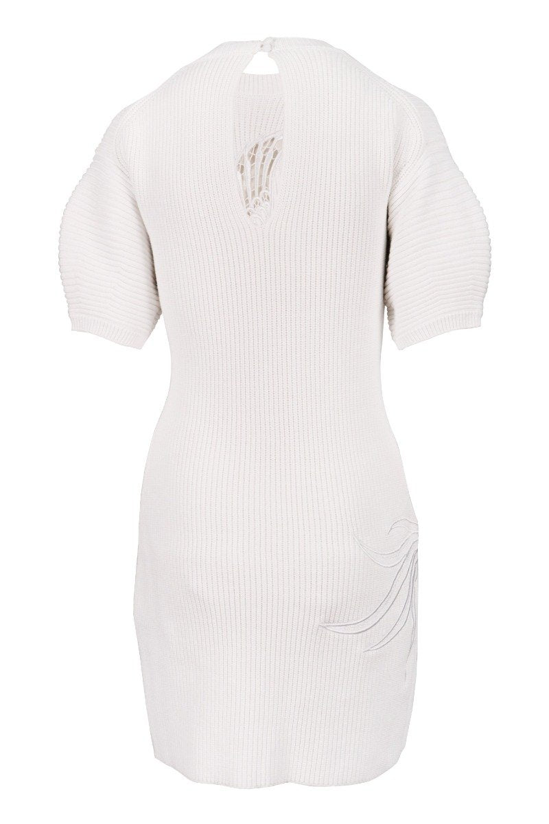 Phoenix Rib Knit Dress Women Fashion Kenzo Paris Cotton-Blend Short Sleeve Onepiece Casual  