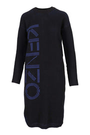 Kenzo Logo Knit Dress Women Fashion Cotton-Blend Long-Sleeve Casual Classic Stylish Onepiece