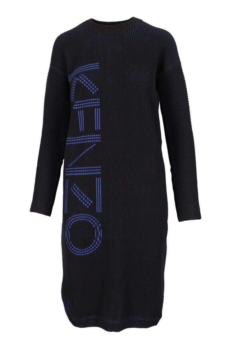 Kenzo Logo Knit Dress Women Fashion Cotton-Blend Long-Sleeve Casual Classic Stylish Onepiece