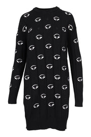 Multi Eye Knit Dress Women Fashion Kenzo Paris Cotton Long Sleeve Onepiece Casual Trendy