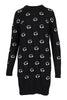Multi Eye Knit Dress Women Fashion Kenzo Paris Cotton Long Sleeve Onepiece Casual Trendy