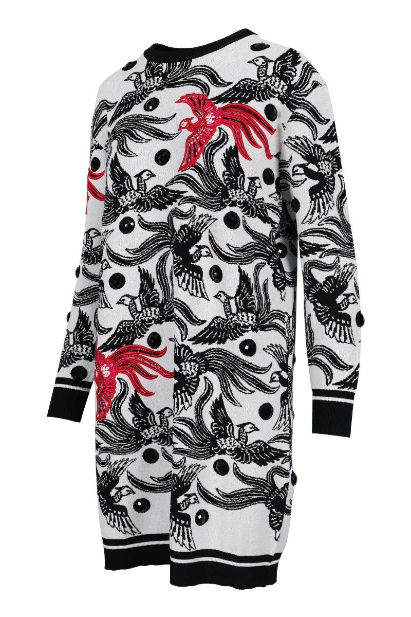 Flying Phoenix Jumper Dress Kenzo Paris Long Sleeves Dress Fashion Designer