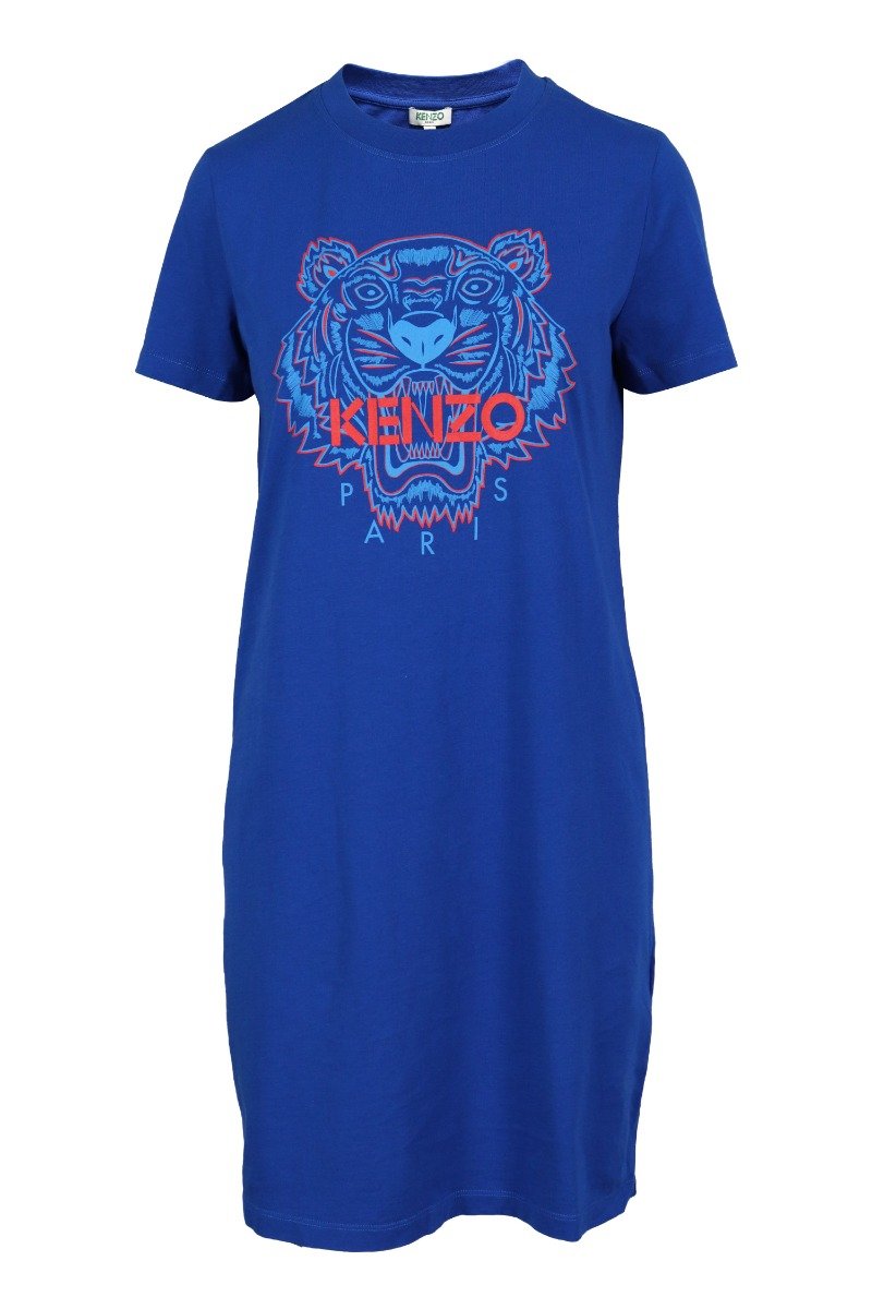 Tiger T-Shirt Dress One Piece Cotton Kenzo Paris Crew Neck Short Sleeve Casual Women Fashion