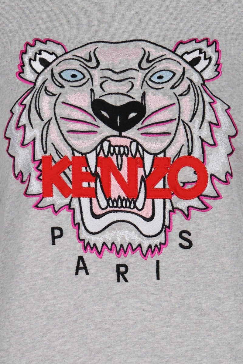 Tiger Sweatshirt Dress Long Sleeve Kenzo Paris Women One Piece Cotton Crew Neck Casual Fashion Wear