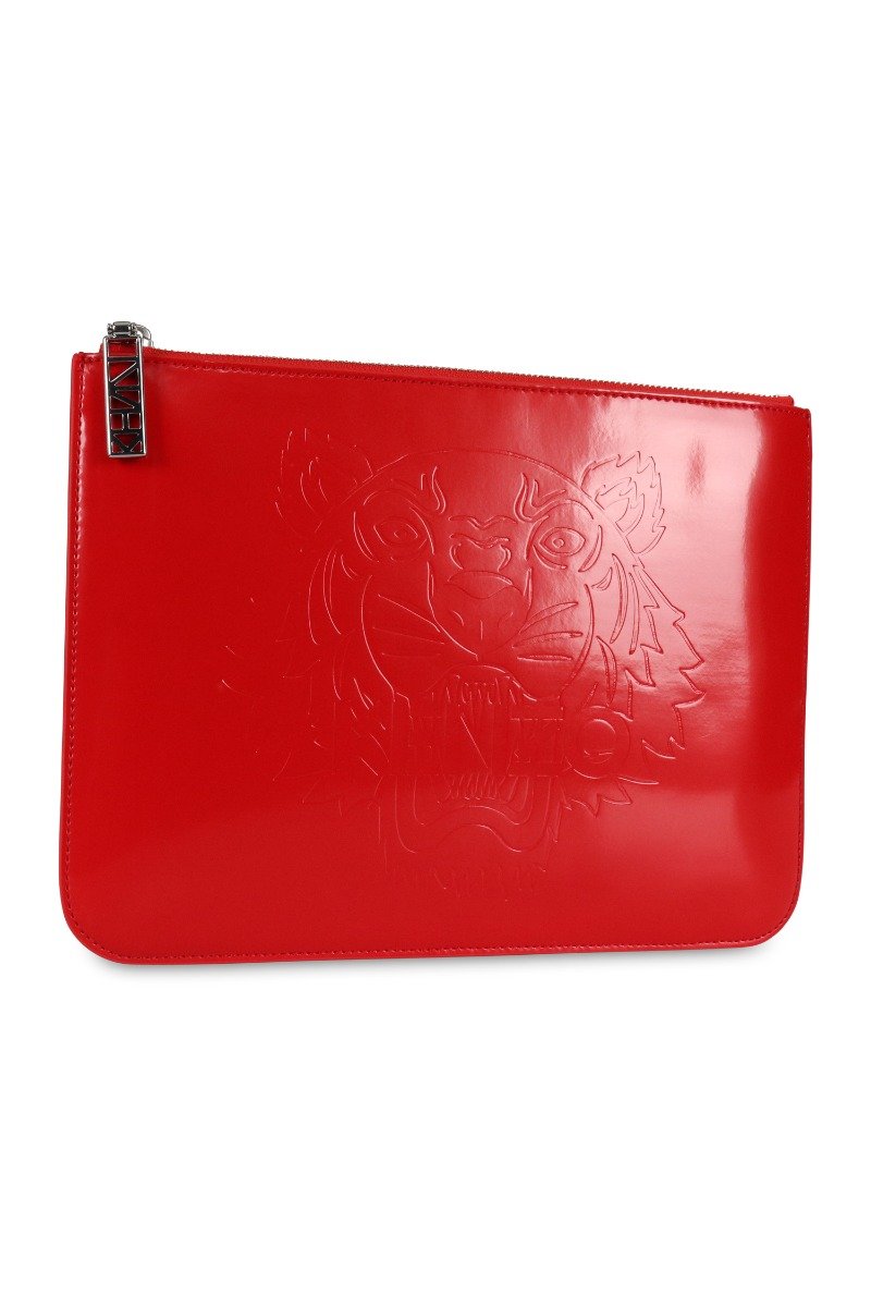 A4 Tiger Clutch Red Kenzo Paris Fashion Designer Brand Women Embossed Party Casual Chic