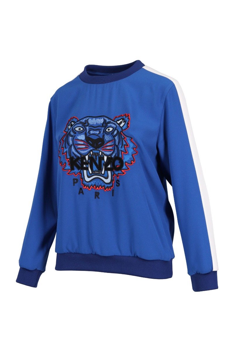 Tiger Crepe Top Women Fashion Kenzo Paris Triacetate Blend Long Sleeve Casual