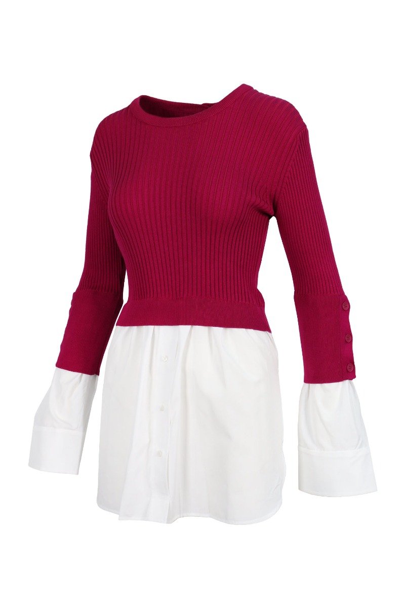 Double Layer Knit Top Women Formal Casual Fashion
