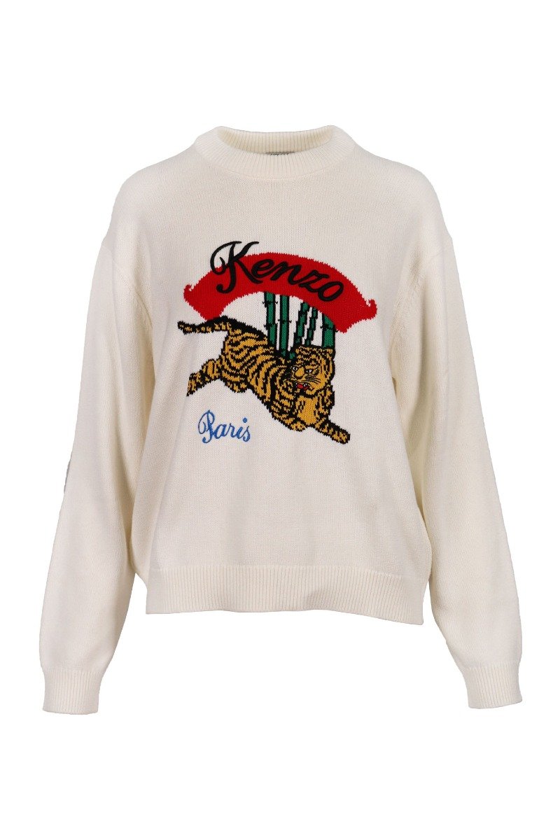 Bamboo Tiger Sweater Kenzo Paris Designer Cotton Embroidery Fashion Unisex Men Women Casual Winter 