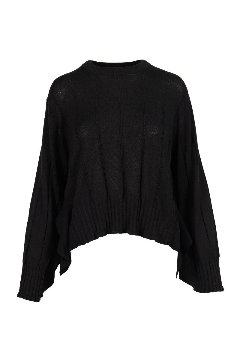 Ruffled Knit Top Women Fashion Kenzo Paris Silk-Blend Designed Modern