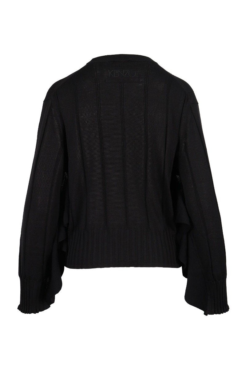 Ruffled Knit Top Women Fashion Kenzo Paris Silk-Blend Designed Modern